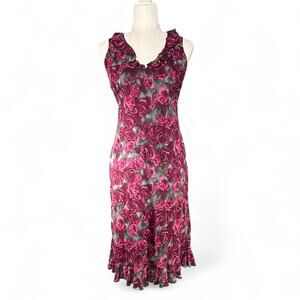 La Belle VTG Y2K Fairy Grunge Floral Romantic Midi‎ Dress Whimsigoth Coquette M